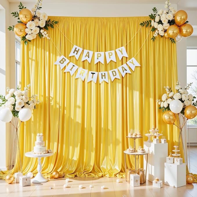 10x10ft Yellow Gold Glitter Backdrop Curtain - Image 3