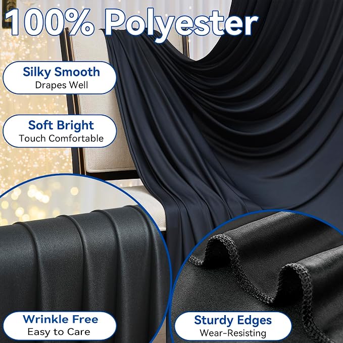 50×14ft Wrinkle Free Black Backdrop Curtain - Image 2