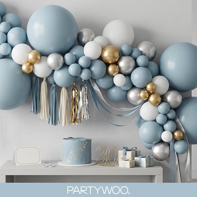 PartyWoo Dusty Blue Balloons 152pcs Different Sizes of 18 12 10 5 Inch Light - Image 8