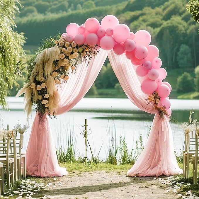 Blush Wedding Arch Draping Fabric Backdrop Drapes Sheer 2 Panels | 28.7"x20FT - Image 4