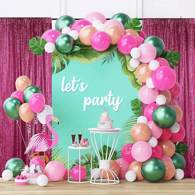 Sugargirl Fuchsia Sequin Backdrop Curtain 4FTx8FT Glitter Fuchsia Background - Image 2