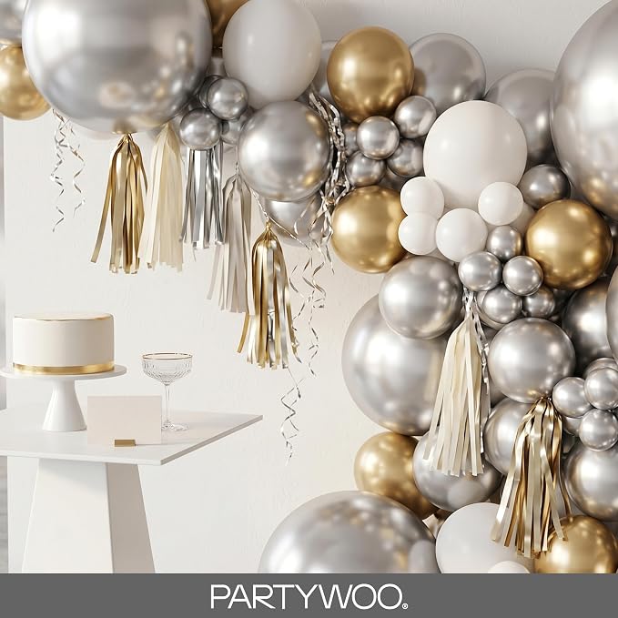 PartyWoo Silver Balloons 155pcs Different Sizes of 18 12 10 5 Inch | Balloons - Image 8