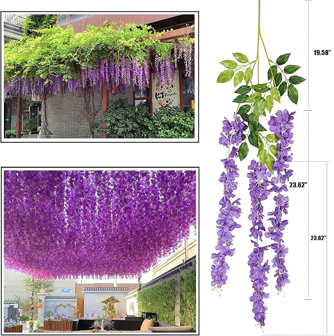 Artificial Flowers Hanging Flowers, Fake Garland Silk Vines Rattan String Decor - Image 7