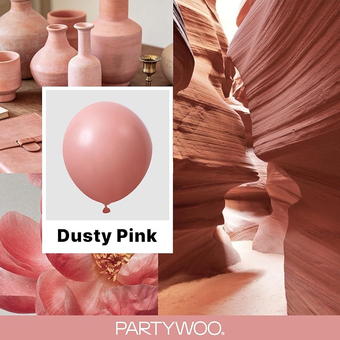 PartyWoo Dusty Pink Balloons 140pcs Dusty Rose Boho Netural Pink Color | - Image 2