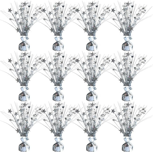 12 Pack Metallic Sliver Foil Spray Centerpieces Stars Brust Table Centerpieces by Egolot
