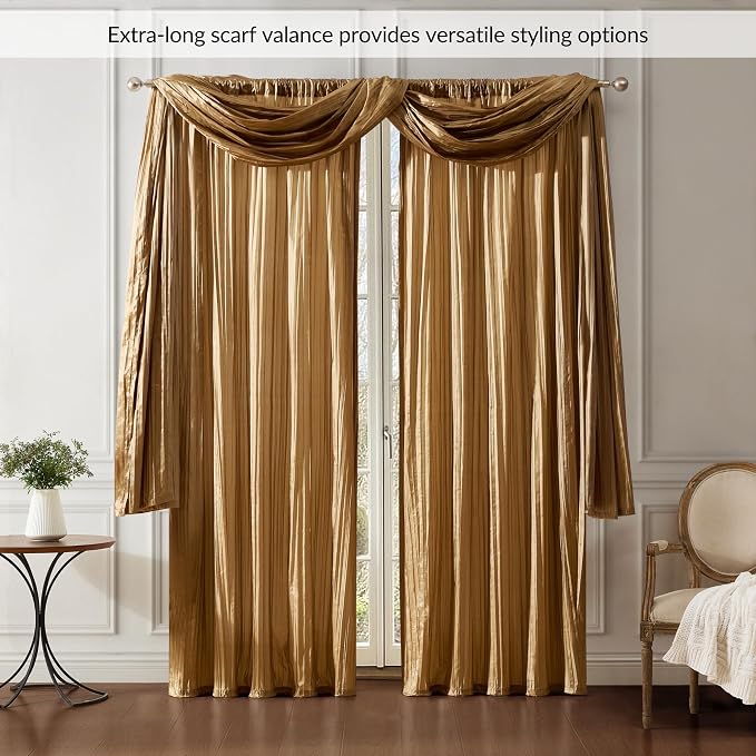 Athena Faux Silk Window Curtain and Scarf Set - Image 4