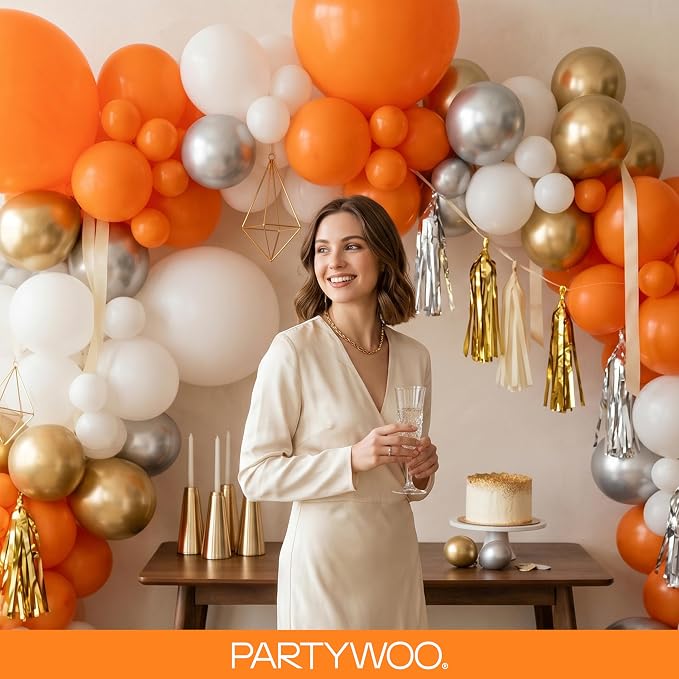 PartyWoo Orange Balloons 140pcs Fall Latex Helium Balloons Different Sizes | 18 - Image 9