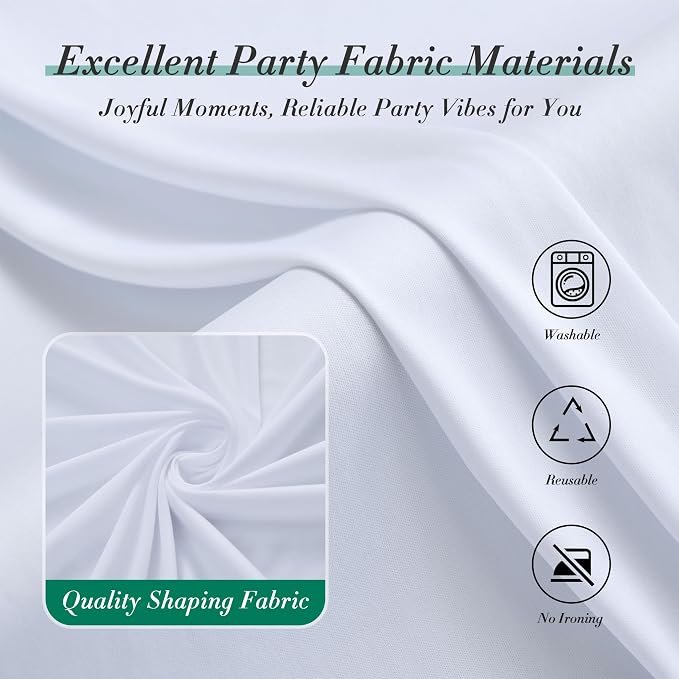 10 ft x 7 ft Wrinkle Free White Backdrop Curtain - Image 3