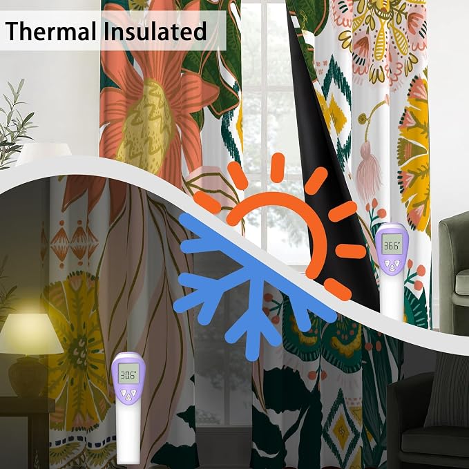 Tyrot Boho Floral 100% Blackout Curtains - Image 3