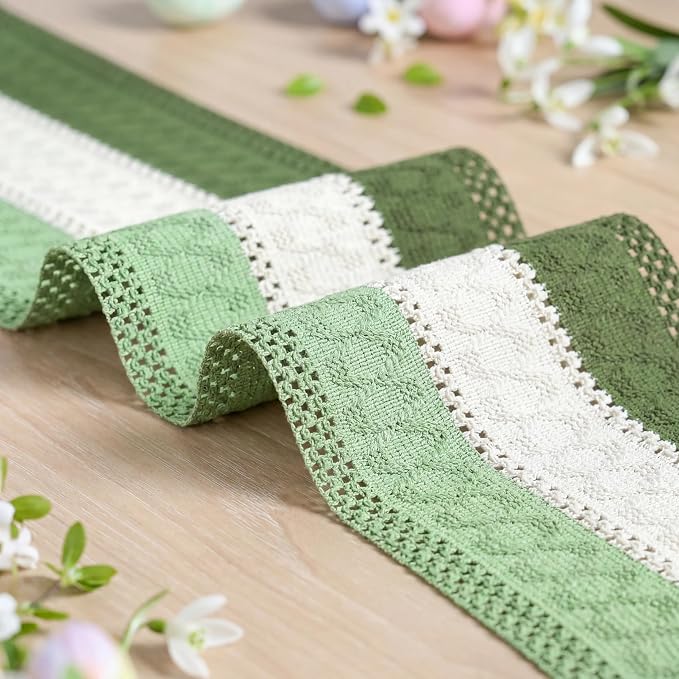 Artoid Mode Sage Beige Green Farmhouse Rustic Table Runner 12x48 Inch | Holiday - Image 6
