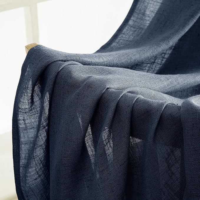 MIULEE Navy Blue Linen Curtains 52x84 Inch 2 Panels - Image 6