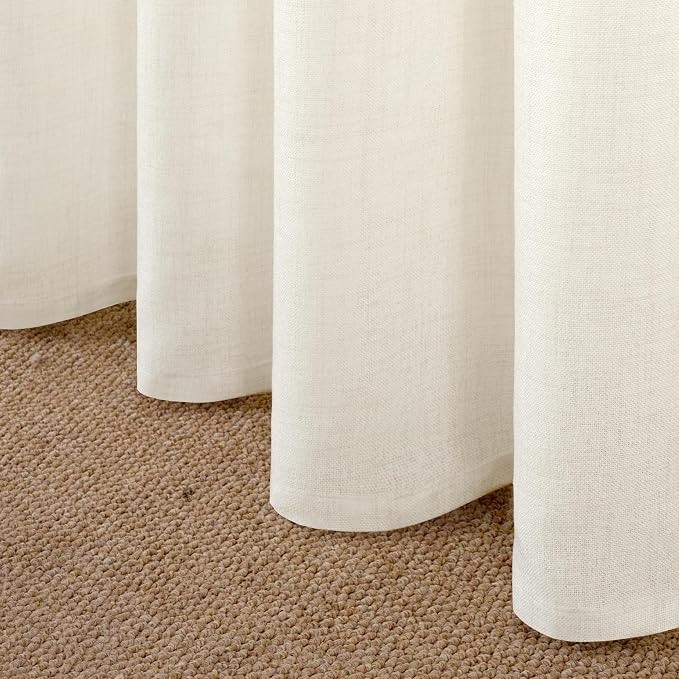 YoungsTex Ivory Linen Curtains 63 Inch Length - Image 8