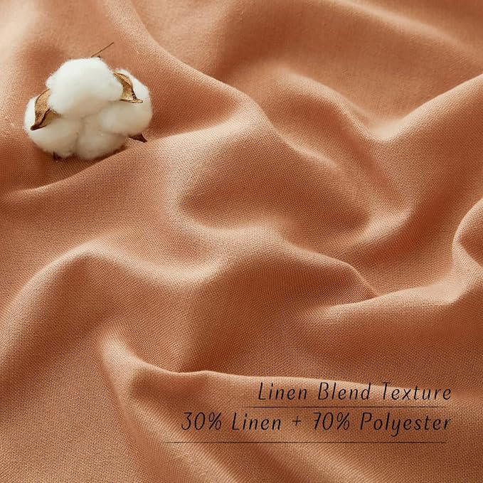 NICETOWN Linen Burnt Orange Curtains 90 inch Length 2 Panels, Grommet Privacy - Image 4