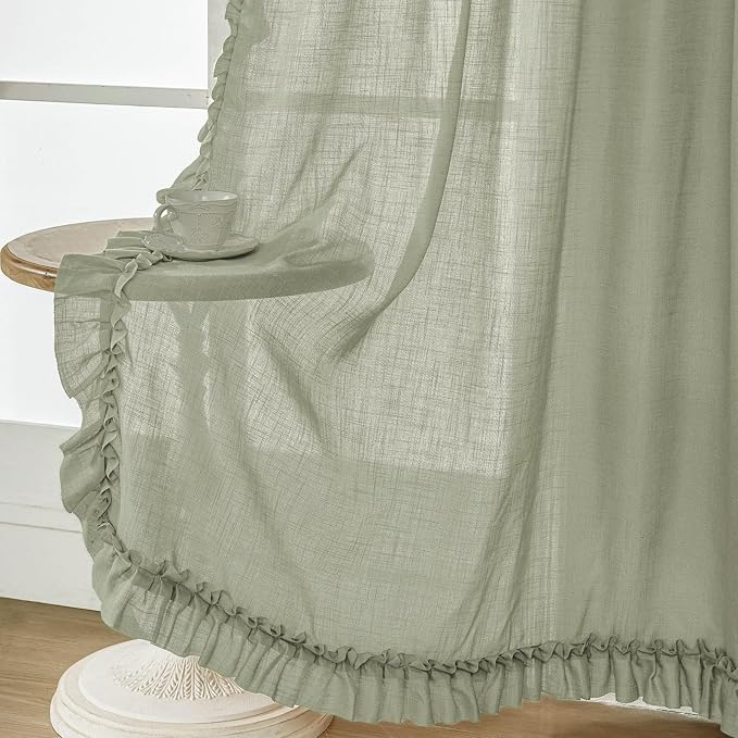 TERLYTEX Light Sage Green Linen Curtains - Image 5