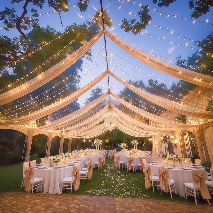 6 Panels Deep Champagne Ceiling Curtains - Image 3