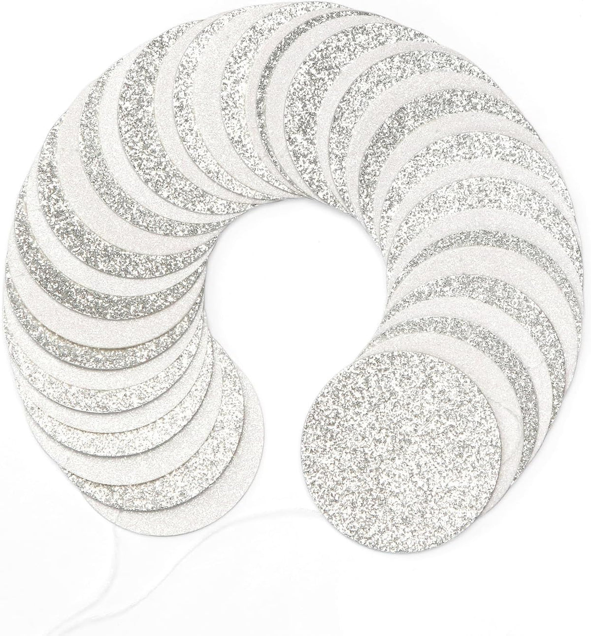 Glitter Silver White Party-Decorations Streamers - 52Ft Birthday Hanging Paper Garland Banner,Engagement Wedding Bachelorette Baby Bridal Shower Christmas Supplies Backdrop Graduation Decor Hugtmr