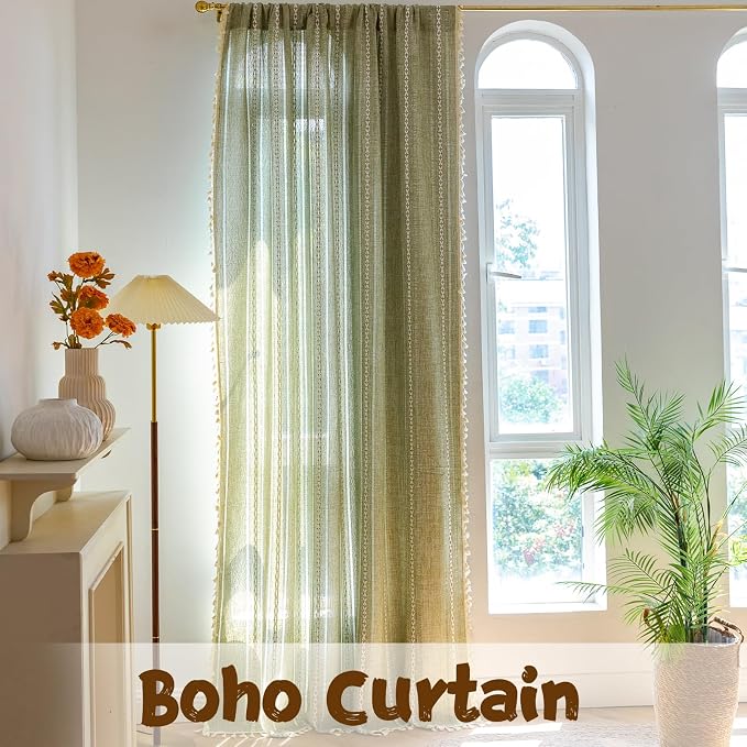 Sutuo Home Boho Curtain for Bedroom Living Room 96 Inches Long, Light Filtering - Image 7