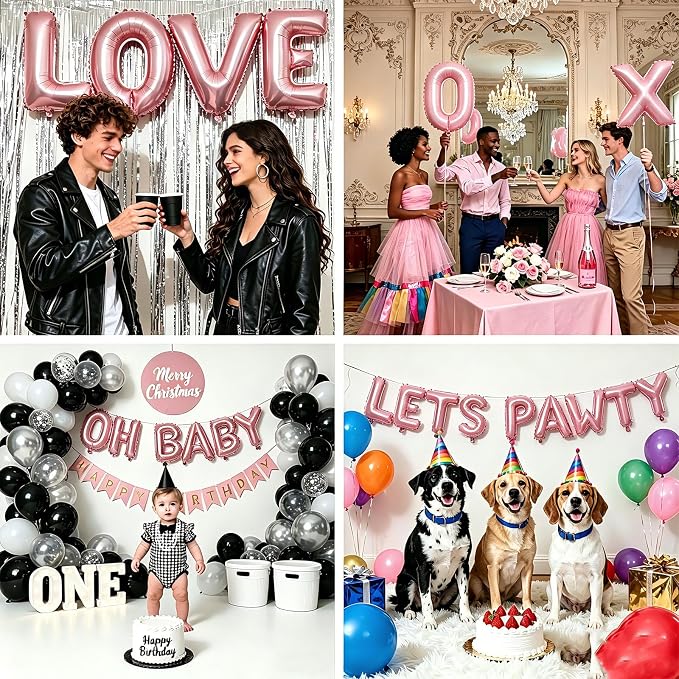 62 Pcs Pastel Pink Letter Balloons, Custom 2 Set A-Z Set - Image 6