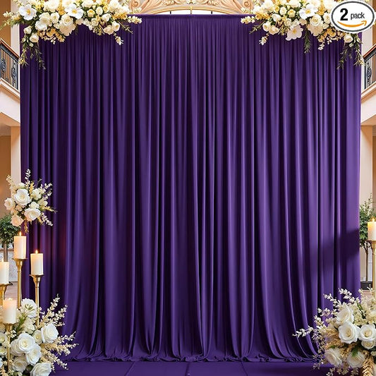 10×14 ft Purple Wrinkle Free Backdrop Curtain, Soft Silky Polyester Wedding by ENJOYYOURPARTY
