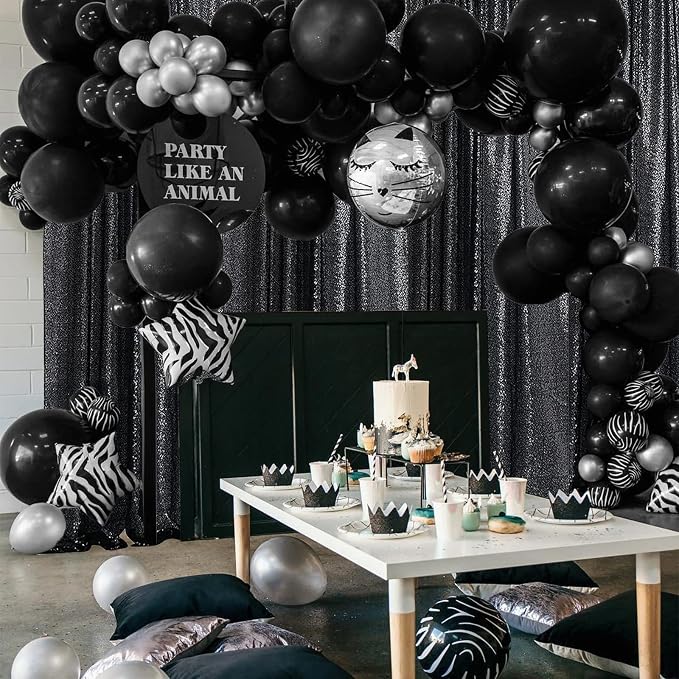 Sugargirl Halloween Black Sequin Backdrop Curtain 4 Panels 2FTx8FT Glitter - Image 2
