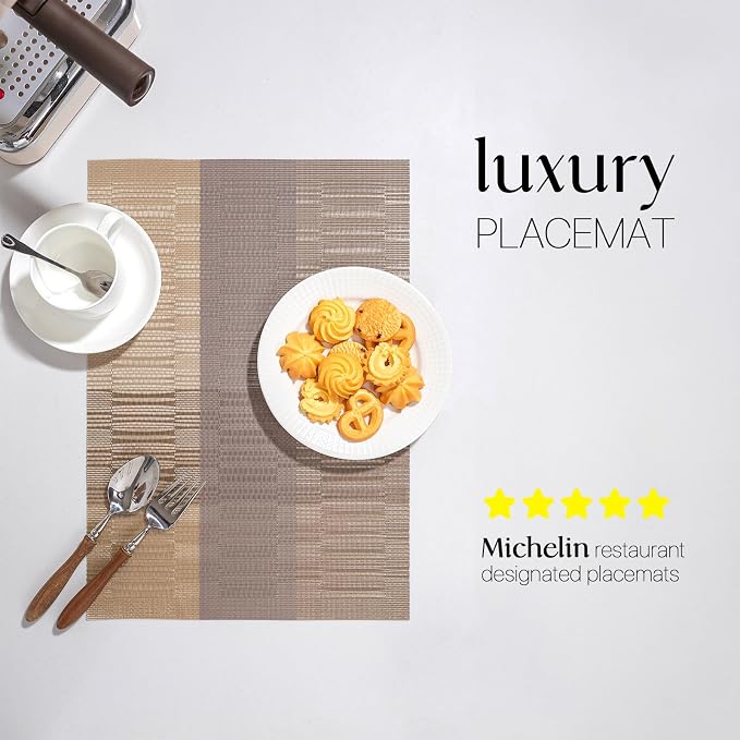 LEXMORE Placemats Set of 4 Vinyl/Plastic Woven Place Mats - Image 2