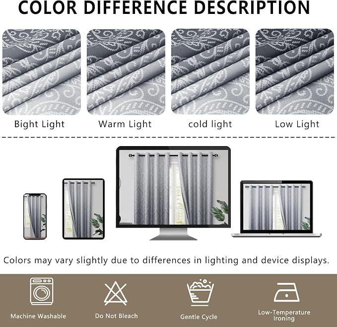 DWCN Grey Full Blackout Curtains - Image 7