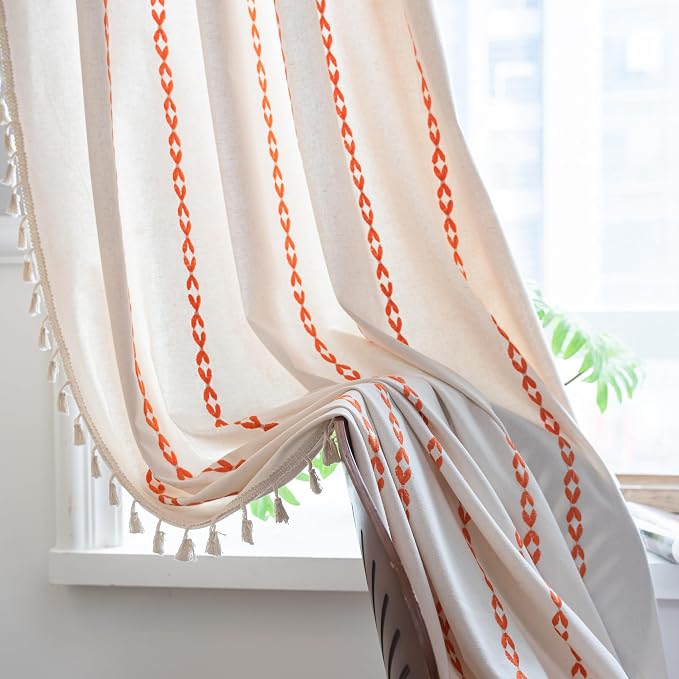 Sutuo Home Boho Curtains for Bedroom Living Room 108 Inches Long, Bohemian Drape - Image 2