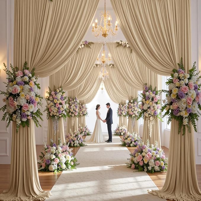 20ft×14ft Long Champagne Backdrop Curtain - Image 6
