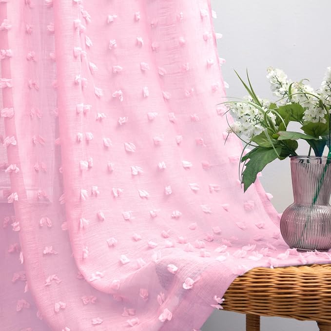 KOUFALL Light Pink Cute Curtains by KOUFALL