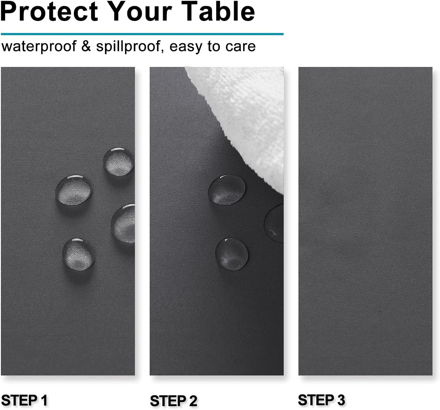 Hiasan Rectangle Tablecloth Grey - Wrinkle Resistant and Waterproof Washable Polyester Fabric Table Cloth for Dining Party and Outdoor Use, 70 x 108 Inch