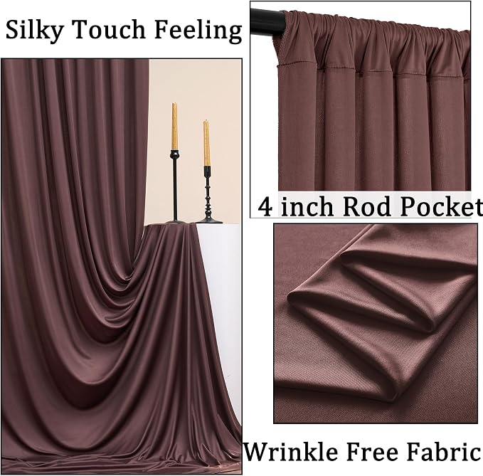 10ft x 10ft Wrinkle Free Brown Backdrop Curtains - Image 2
