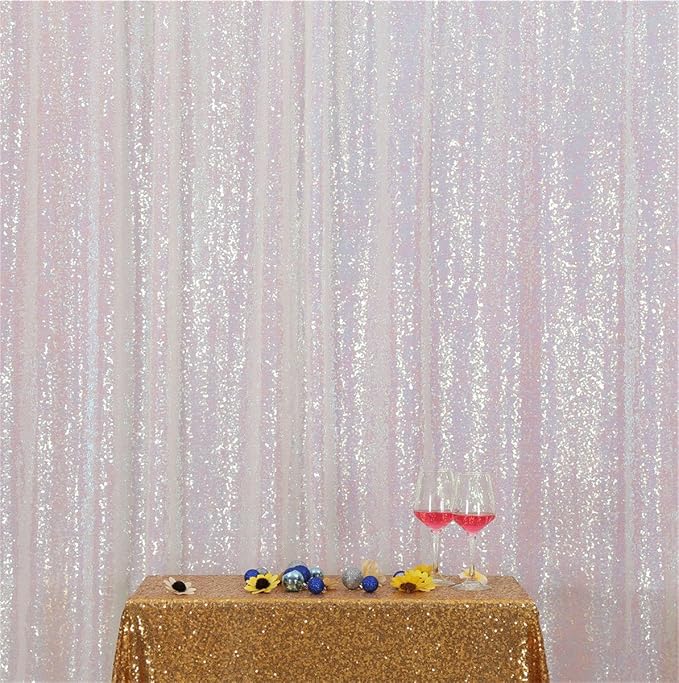 Eternal Beauty White Iridescent 3mm Sequin Backdrop 10x10 Ft - Image 3