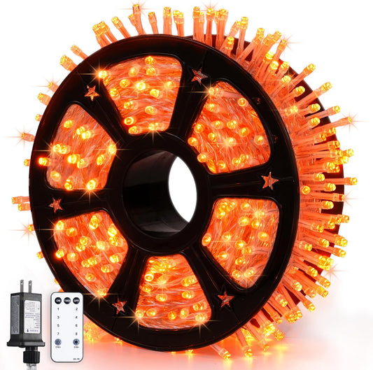 JMEXSUSS 600 LED Orange Lights for Halloween Decorations, Halloween String Lights Outdoor, Orange String Fall Light Plug in for Indoor Room Tree Yard Party Fall Decor