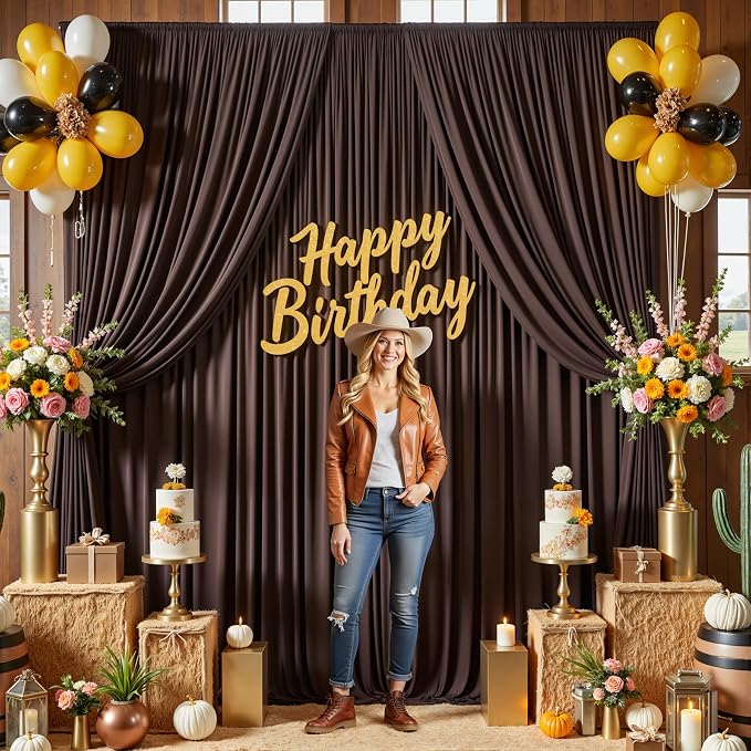 20×12ft Wrinkle Free Brown Backdrop Curtain - Image 7