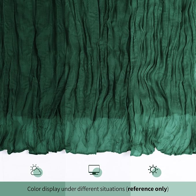 6 Pack Emerald Green Cheesecloth Table Runner 17x108 Inch Semi Sheer Boho Gauze - Image 8
