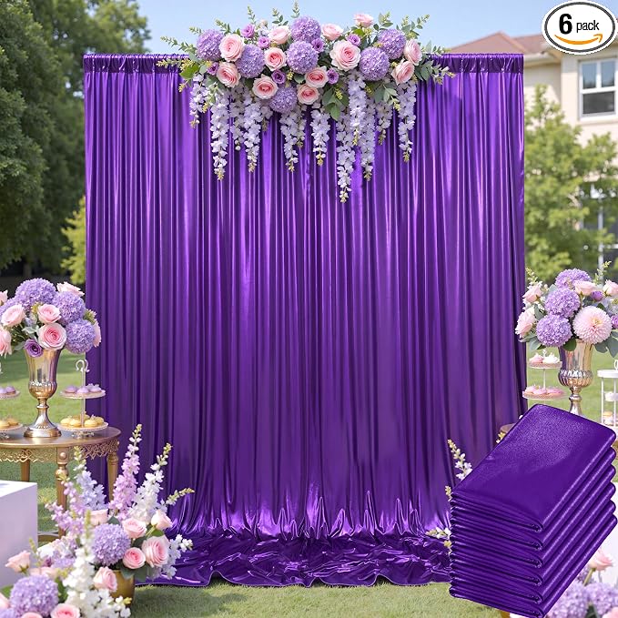 30ftx10ft Shimmer Purple Sequin Backdrop Curtain by LeegleriTableSkirt