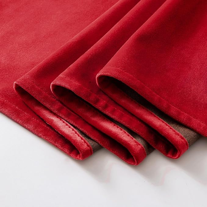 MIULEE Velvet Curtains Christmas Red 52 x 96 Inch Length Set of 2 | Grommet - Image 7