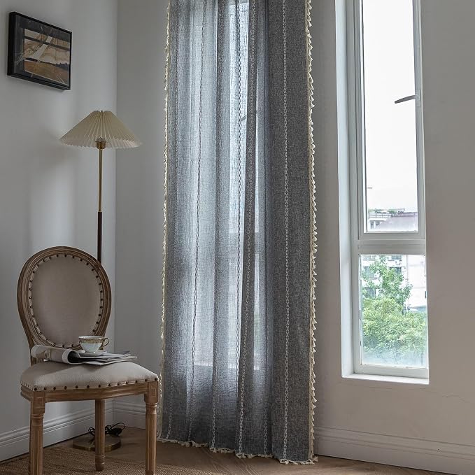 Sutuo Home Boho Curtains for Bedroom Living Room, Semi Blackout Privacy Linen - Image 7