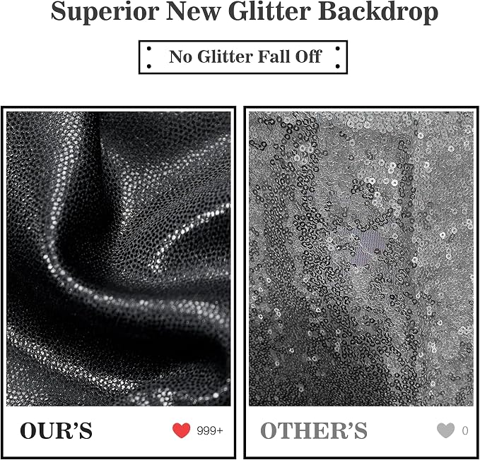 Outpain Thick 20 ft x 10 ft Black Sequin Backdrop Curtain - Image 2