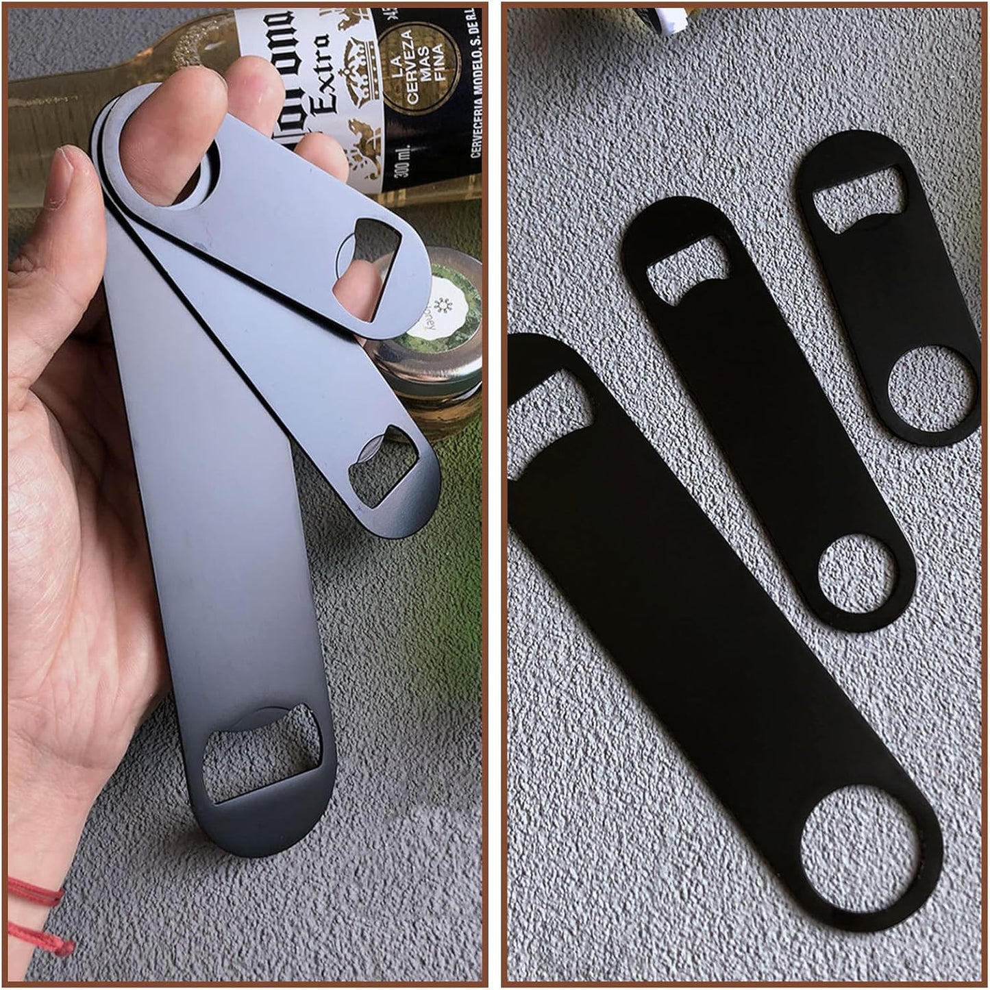 100 Pack Flat Beer Bottle Opener 5 inch Stainless Steel Flat Bottle Opener Black Beer Bottle Openers for Bartender Kitchen Bar Restaurant (5 Inch)