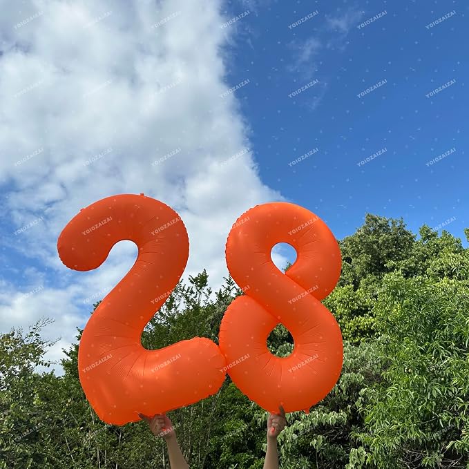 Orange Birthday Number 28 Balloon 40IN Fluorescent Orange 82 Balloon | - Image 5