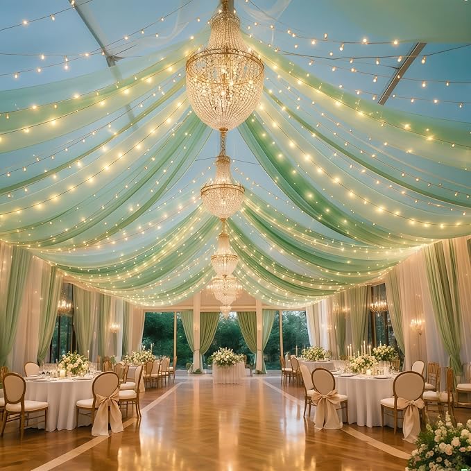 6 Panels Green Ceiling Curtains - Image 9