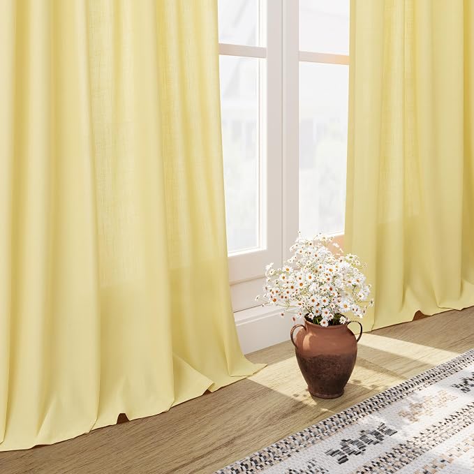 Yellow Linen Curtains 105 Inches Long - Image 6