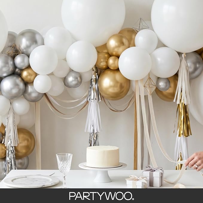 PartyWoo White Balloons 140pcs Different Sizes of 18 12 10 5 Inch | 18 12 10 5 - Image 8