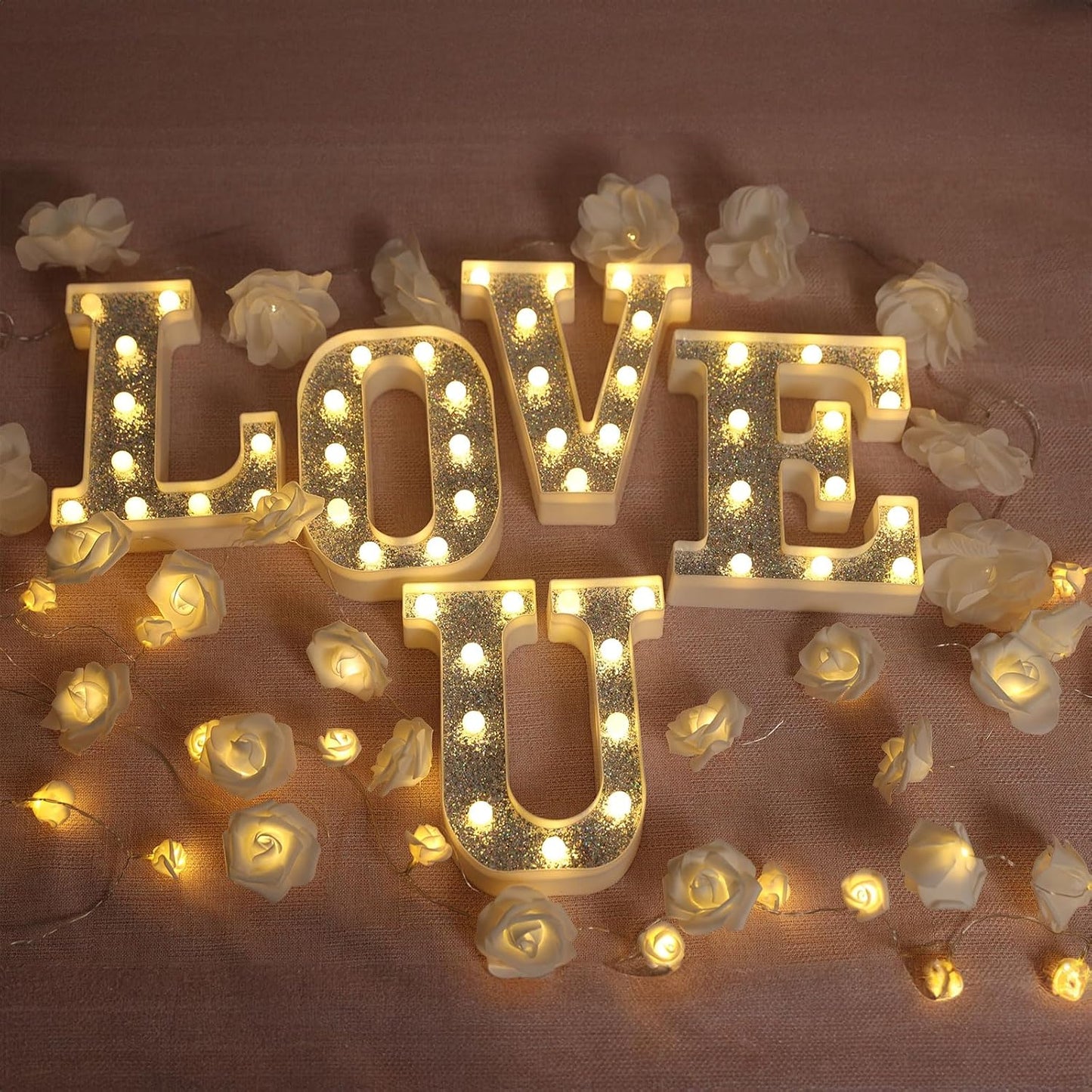 Light Up Letters, Marquee Light for Table Decorations, Glitter Signs for Prom, Events, or Engagement Party Decor, Featuring Alphabet & Number Lighted Letters, Z