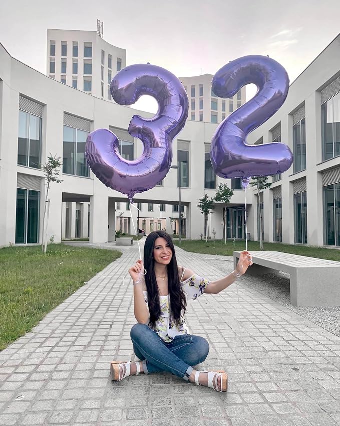 Number 22 Purple Balloons 40 Inch Giant Purple Foil 22 Helium Balloons - Image 4
