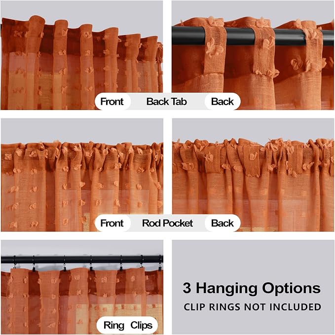 KOUFALL Orange Boho Curtains 63 Inch Length - Image 3