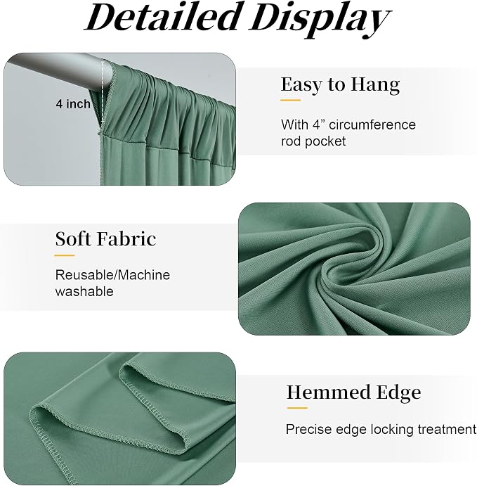 10ft x 15ft Grayish Green Backdrop Curtains - Image 5