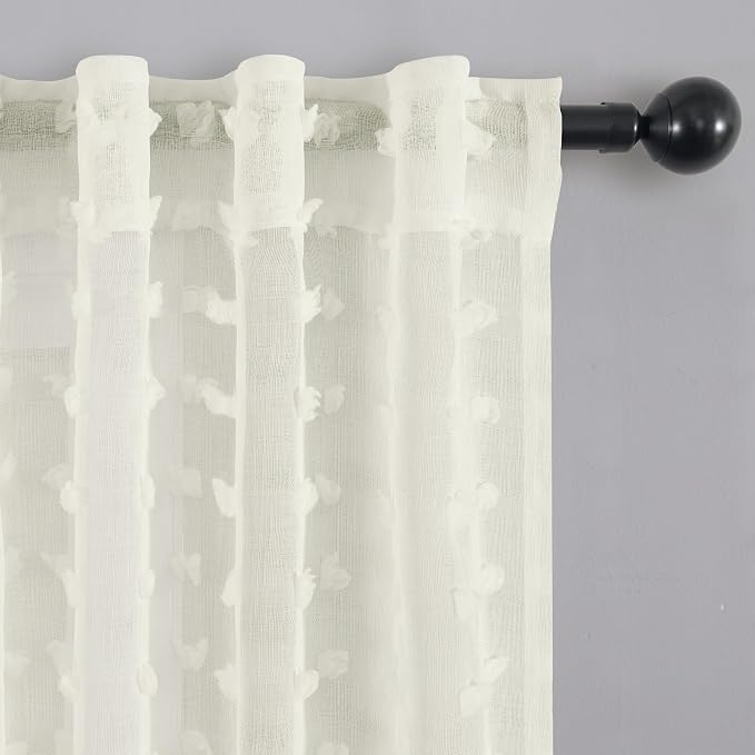 KOUFALL Cream Off White Curtains 102 Inches Long - Image 6