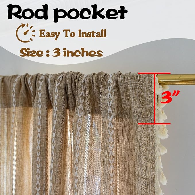 Sutuo Home Boho Curtains Valance Tier 36 inch - Image 5